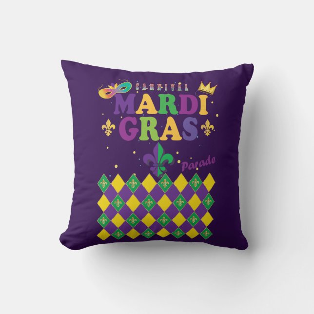 Coussin Festival du Carnaval de Mardi Gras Fleur de Lis Di (Recto)