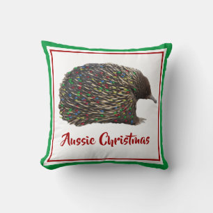 Coussin Festive Australie Echidna portant les lumières de