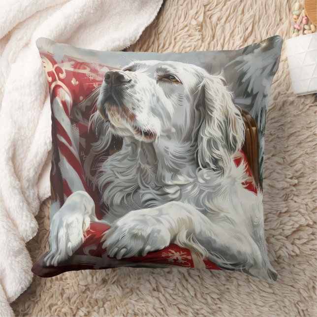 Coussin Festive de Noël de Chien Setter anglais (Couverture)