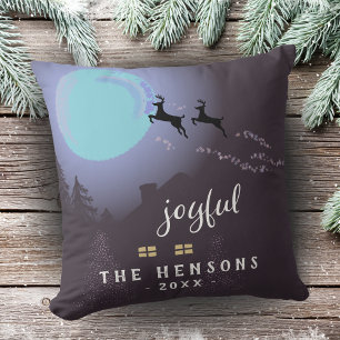 Coussin Festive Magique Cerf Noël Nuit de Noël