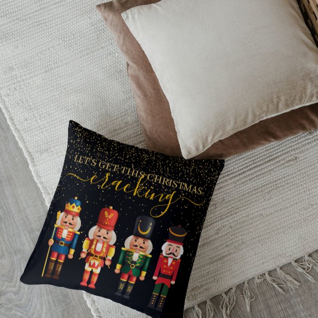 Coussin Festive Moderne Xmas Noir Cute Nutcracker (Créateur téléchargé)