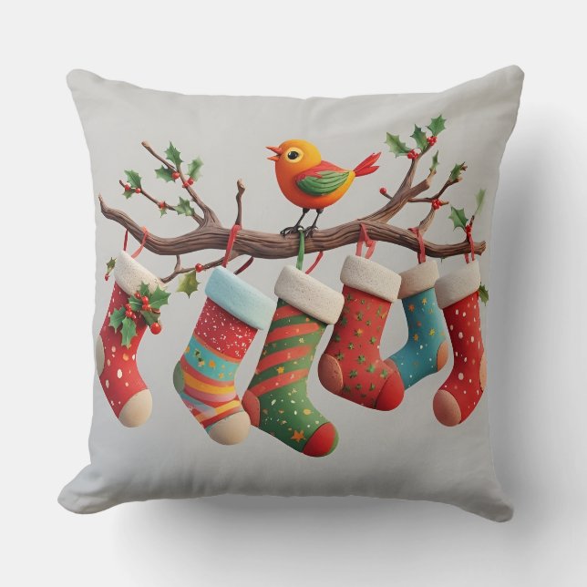 Coussin Festive Noël Stockage suspendu avec Holly (Recto)