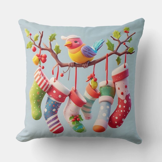 Coussin Festive Noël Stockage suspendu avec Holly (Recto)