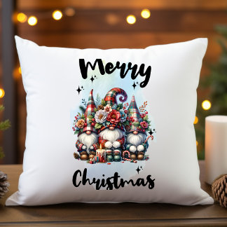 Coussin Festive Nordic Gnome Trio with Candles and Winter 