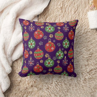 Coussin Festive Paw Print Christmas Ornament Pillow