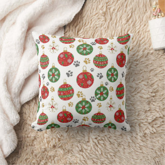 Coussin Festive Paw Print Christmas Ornament Pillow