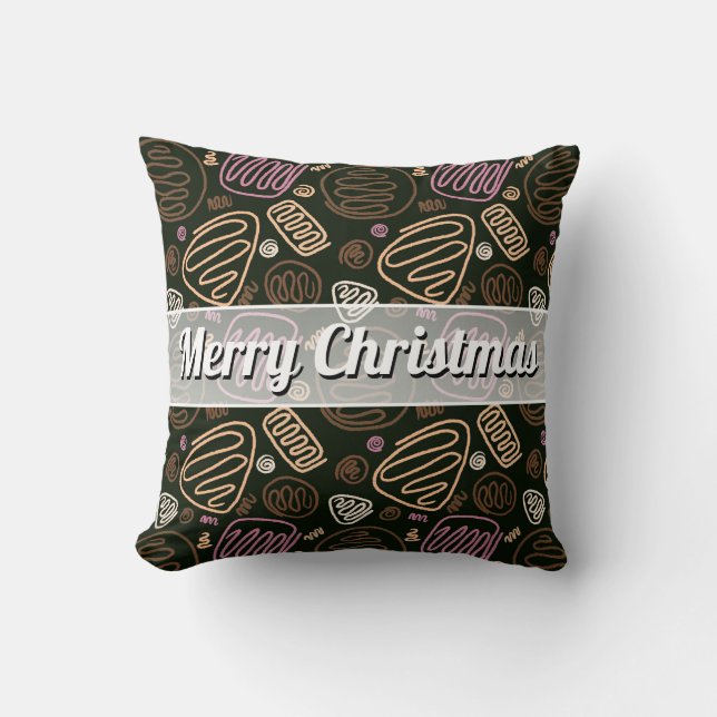 Coussin Festive rose une ligne Motif artistique Noël (Recto)