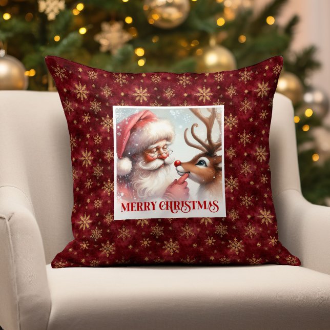 Coussin Festive Santa and Rudolph Christmas Pillow Home   (Festive Santa and Rudolph Christmas Pillow Home Gift

)