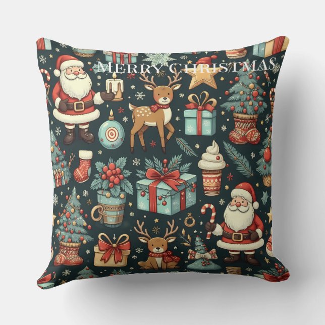 Coussin Festive Vintage Christmas Fabric (Verso)