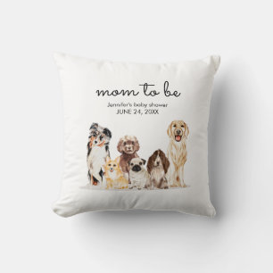 Coussin Fête bébé chien aquarelle maman à venir