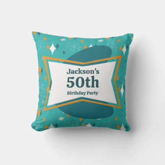 Coussin Fête d'anniversaire 50 ans Rétro Milieu du siècle