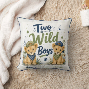 Coussin Fête d'anniversaire de deux garçons sauvages