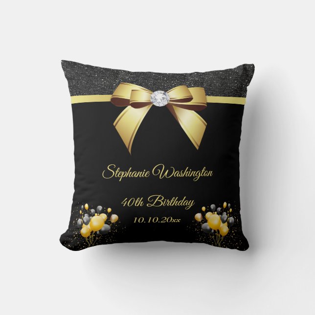 Coussin Fête d'anniversaire de l'élégance glamour (Recto)