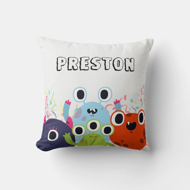 Coussin Fête d'anniversaire de Little Monster pour tous le (Recto)