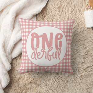 Coussin Fête de 1er anniversaire Mignonne Pastel Rose Oned
