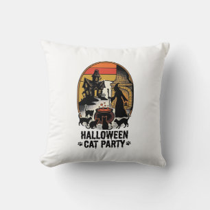 Coussin Fête de chat Halloween Design de chats de sorcière