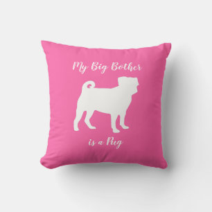Coussin Fête de la fête du chien Carlin rose