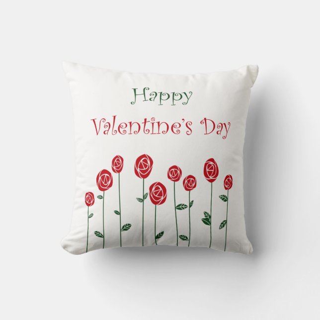Coussin Fête de la Saint-Valentin Roses Autruche Amour Rom (Recto)