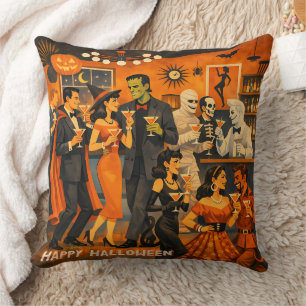 Coussin Fête de martini Halloween moderne du milieu du siè