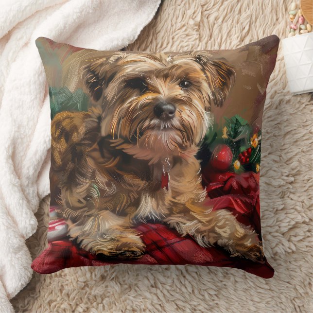 Coussin Fête de Noël de Chien Yorkipoo (Couverture)