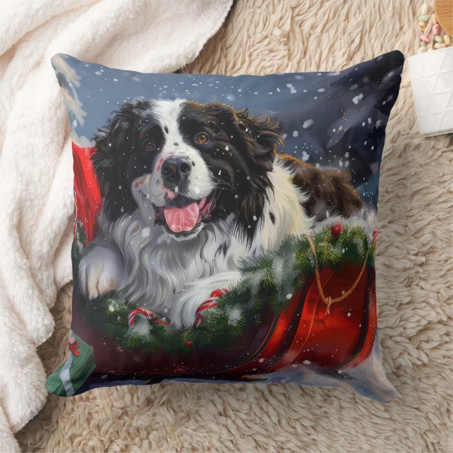 Coussin Fête de Noël des chiens de Terre-Neuve (Couverture)