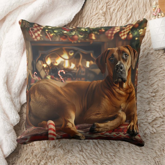 Coussin Fête de Noël du chien de Rhodesian Ridgeback (Couverture)
