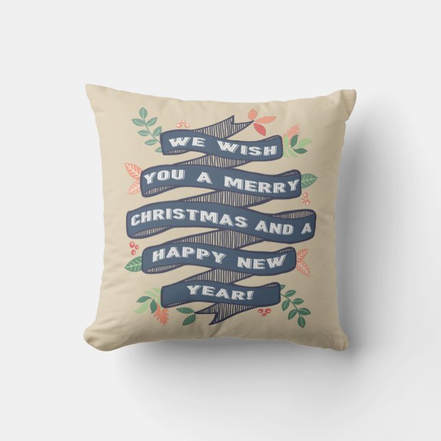 Coussin Fête de Noël Floral Whimsical (Recto)