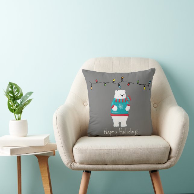 Coussin Fête de Noël Whimsical Polar Bear (Chaise)