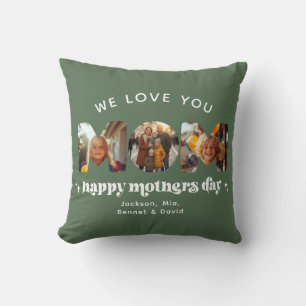 Coussin Fête des Mères 3 Photo personnalisée Cute Retro St