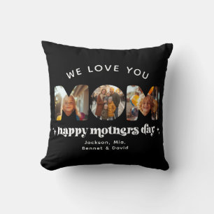 Coussin Fête des Mères 3 Photo personnalisée Cute Retro St