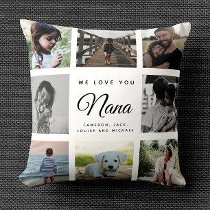 Coussin Fête des mères chic moderne Nana Famille Photo Col