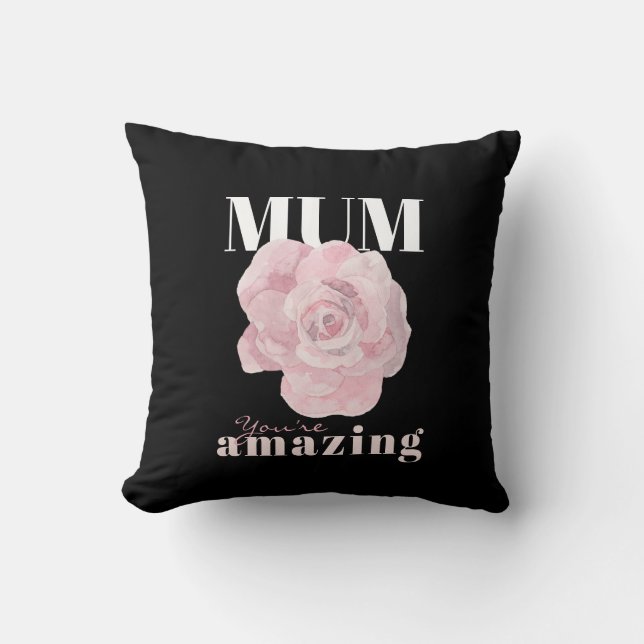 Coussin Fête des mères Floral rose noir (Recto)