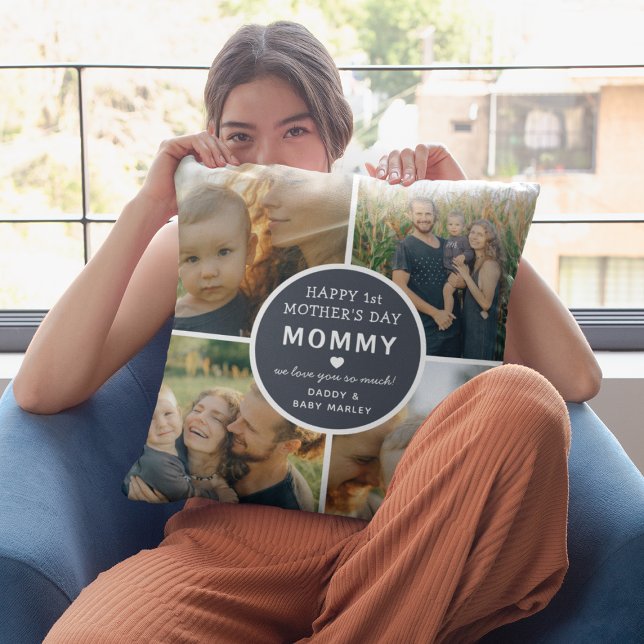 Coussin Fête des mères maman 4 Photo Collage (Créateur téléchargé)