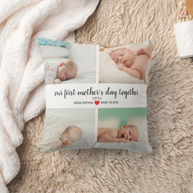 Coussin Fête des mères personnalisées avec 4 photos (Couverture)