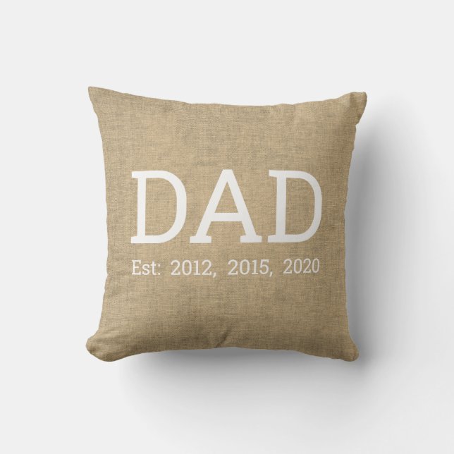 Coussin Fête des pères personnalisée en lin beige (Recto)