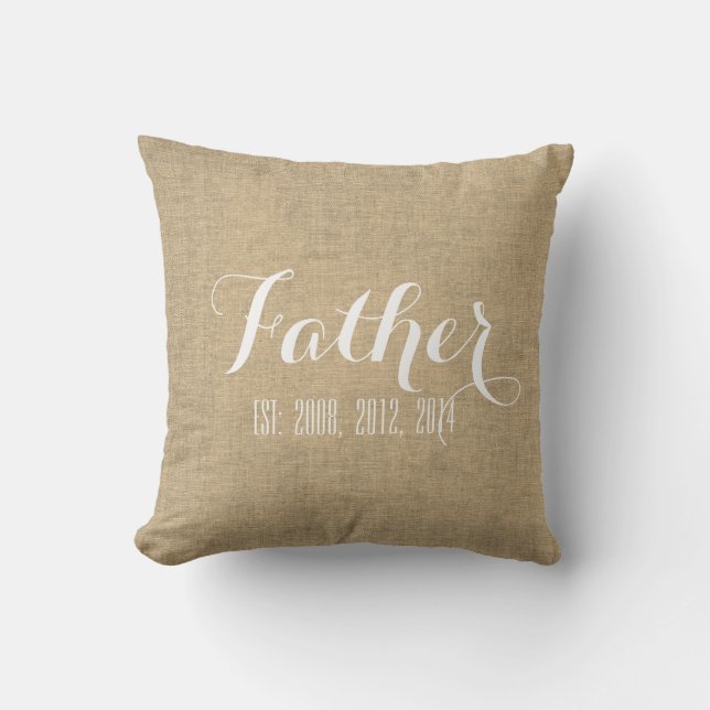 Coussin Fête des pères personnalisée en lin beige (Recto)