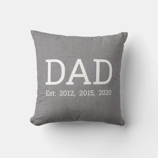 Coussin Fête des pères personnalisée en lin gris (Recto)