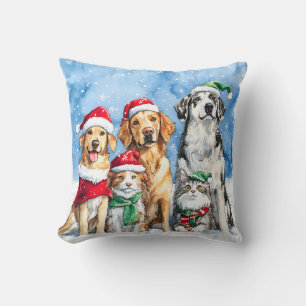 Coussin Fêtes des Pattes enneigées Mignonnes Animaux de No