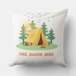 Coussin Feu. Bacon. Bière. –Camping