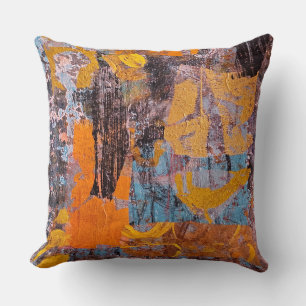 Coussin Feu de camp hivernal, Collage, Un abstrait d'impre