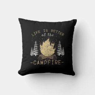 Coussin Feu De Campagne - La Vie Est Meilleure Par Le Feu