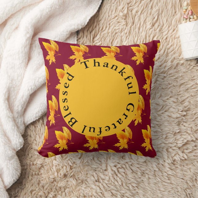Coussin Feuillage d'automne de la feuille d'or de Bourgogn (Couverture)