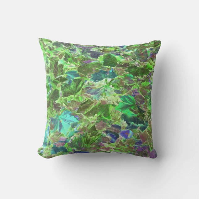 Coussin Feuillage de vert de motif de feuille (Recto)