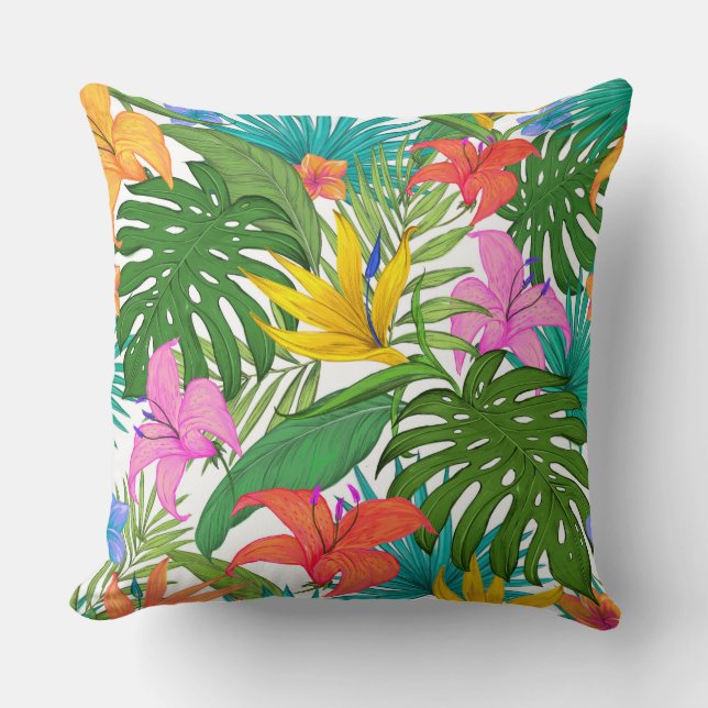 Coussin Feuillage tropical et Flora de paradis - (Recto)