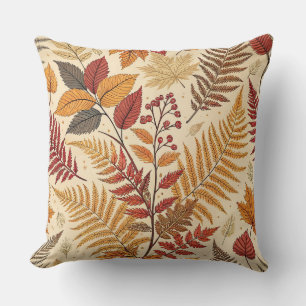 Coussin Feuillages et baies d'automne - Tons chauds