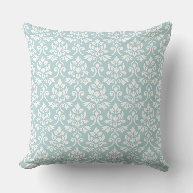 Coussin Feuille Damask 2Way Rpt Ptn Canard Oeuf Bleu et bl (Recto)