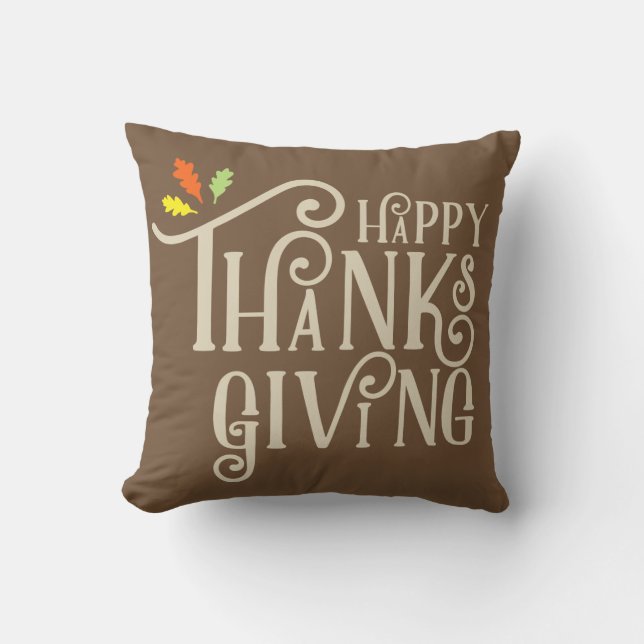 Coussin Feuille d'automne du bon thanksgiving | (Recto)