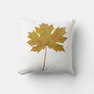 Coussin Feuille d'automne orange brun Aquarelle.