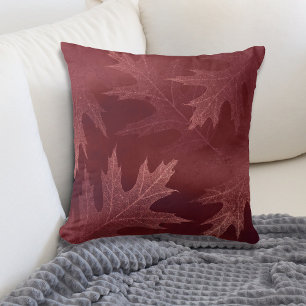 Coussin Feuille de chêne rouge de Marsala
