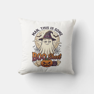 Coussin Feuille de fantôme de citrouille d'Halloween Lune